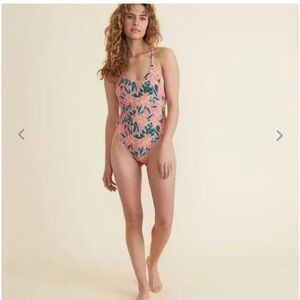 Marine Layer Tropical Print One Piece Swimsuit - Pink and Green